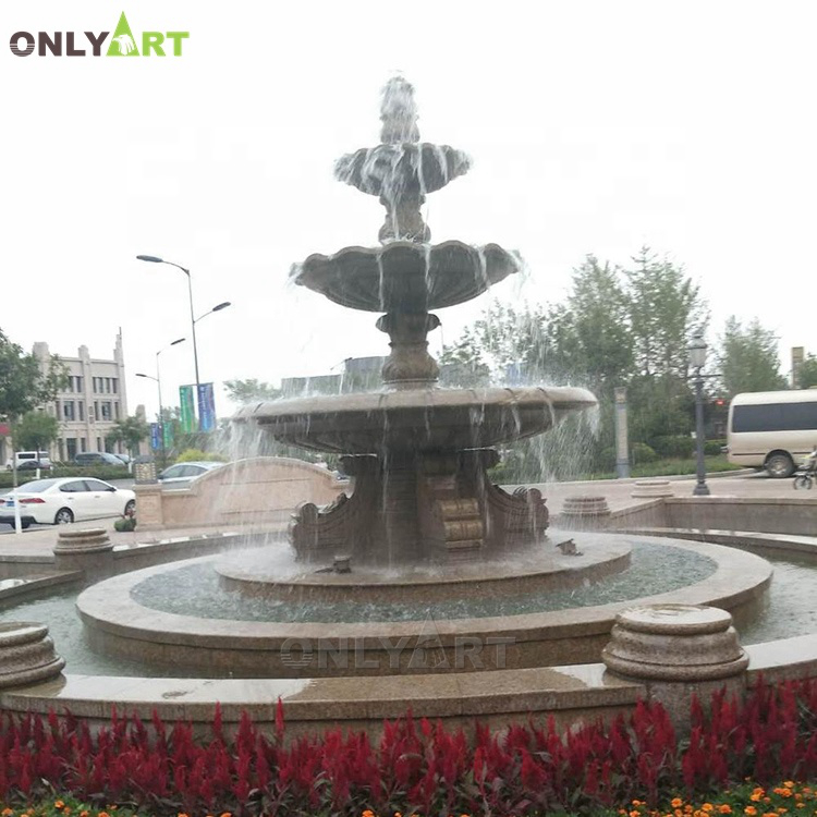 Three tier fountain large outdoor round granite water fountain for sale OLA-F015