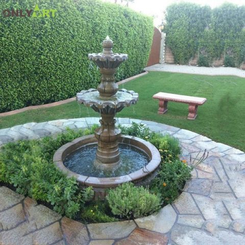 Artificial outdoor large granite fountain waterfall for sale OLA-F051