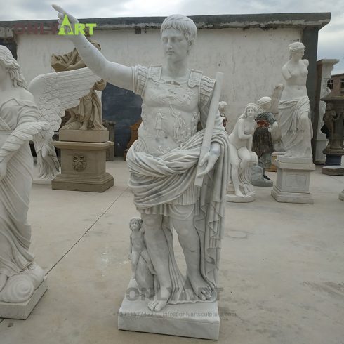 Outdoor Decoration HN White Marble Augustus of Prima Porta Statue