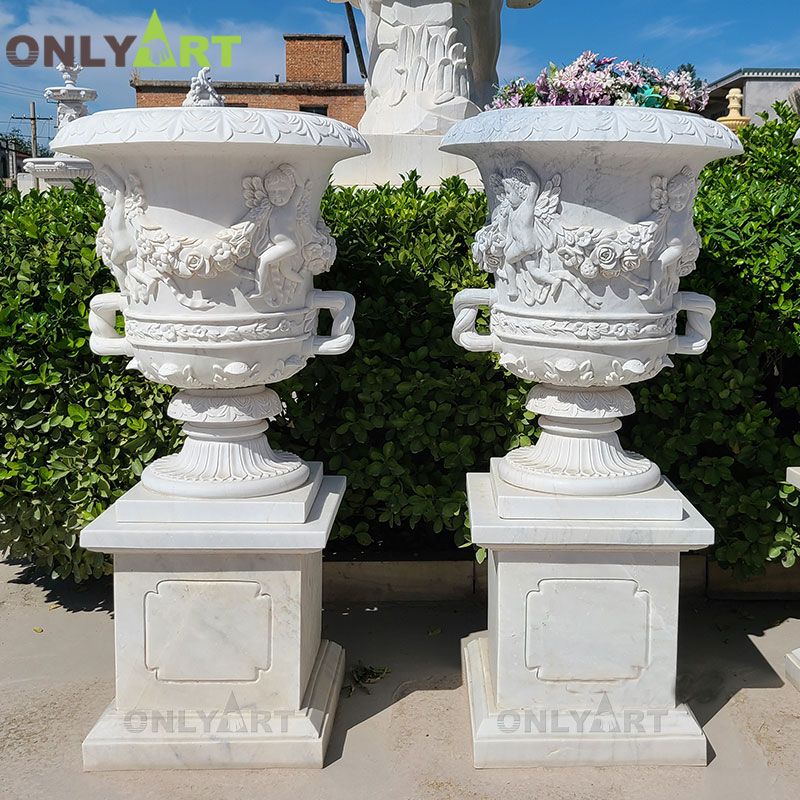 Cheap price good quality novelty design marble plant pots OLA-V155