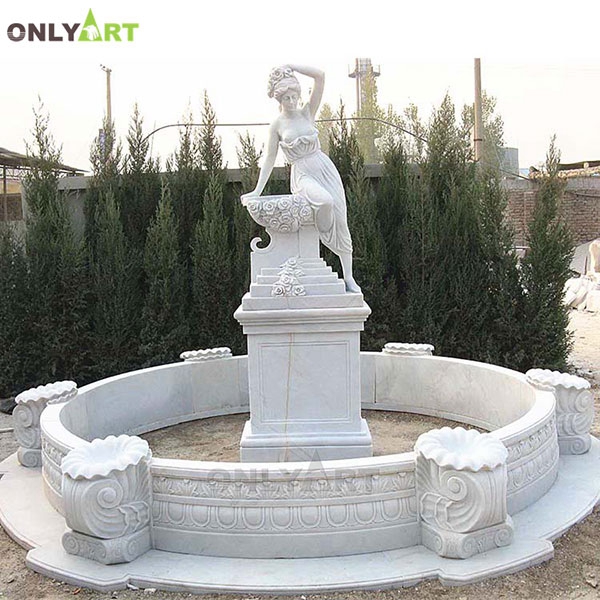 Classic design white marble Roman lady garden water fountain OLA-F134