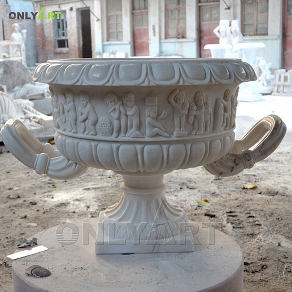 Classic white marble vases flower pot