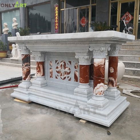 Custom Hand Carved Religious Decoration Holy Pulpit Sculpture Natural Marble Altar Table For Church
