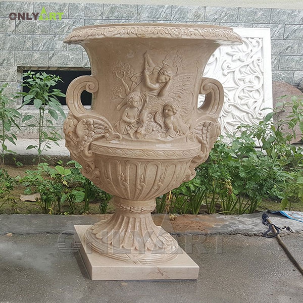 Custom marble flower pot with figure OLA-V072