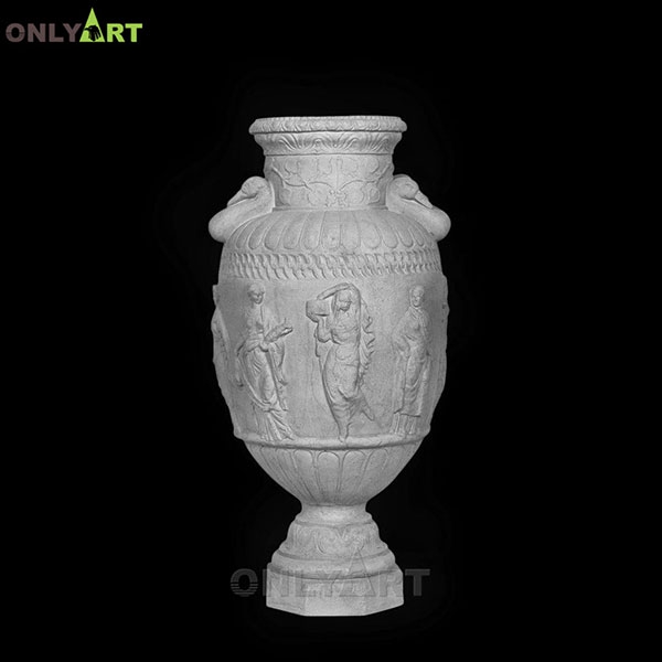 Customized antique carved marble vase OLA-V056