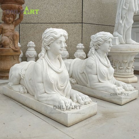 Factory Supply Antique Marble Sphinx Statue Stone Carved Ancient Egypt Sculpture