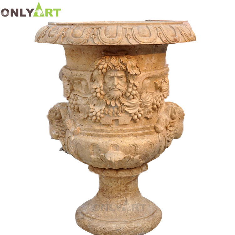 Factory direct cost price natural stone flower pot marble vase OLA-V146