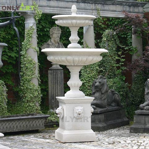 Factory hot sale nartural marble garden waterfall fountain with lion statue OLA-F110