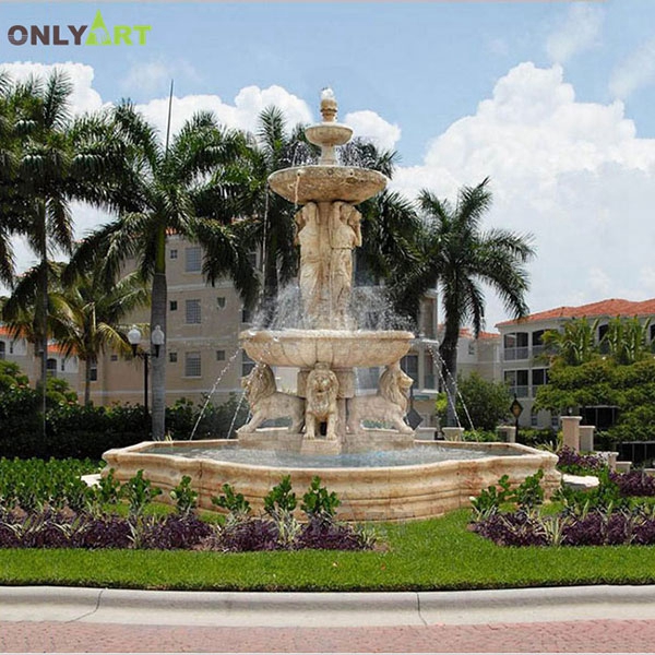 Factory wholesale garden marble fountain with lion statue OLA-F156