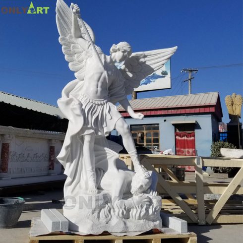 Famous angel killing statue outdoor large garden marble Saint Michael archangel sculptures
