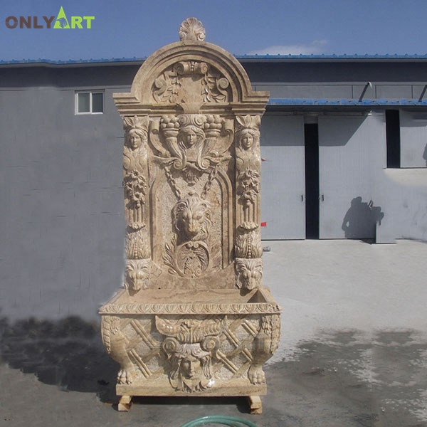 French contemporary outdoor garden decoration lion head waterfall fountains on wall OLA-F088