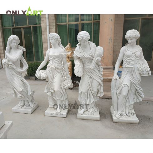 Garden Decorative Ancient Greek Goddess Life Size Four Seasons Marble Sculptures