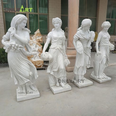 Garden Decorative Ancient Greek Goddess Life Size Four Seasons Marble Sculptures