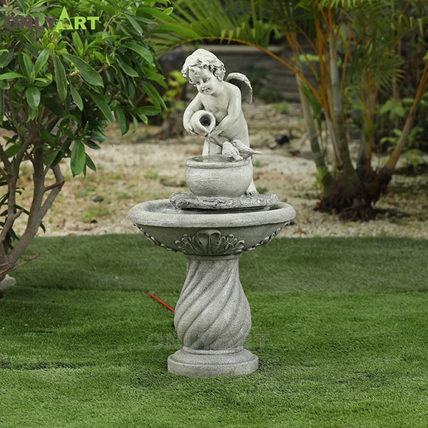Garden decoration stone little angel water fountain for sale OLA-F145
