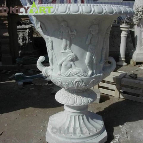 Hand carved high quality garden marble flower pot OLA-V121
