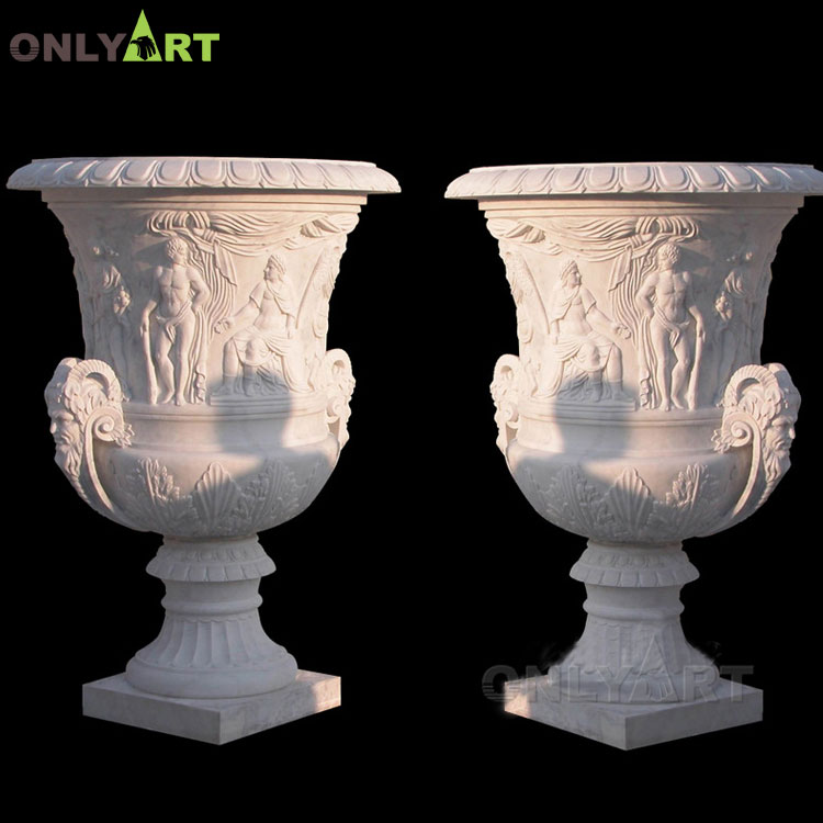 Handmade stone carving flower pot for garden decoration OLA-V136