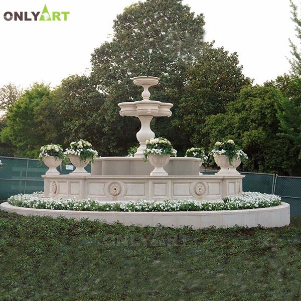High quality hand carved large stone garden decoration water fountain OLA-F056