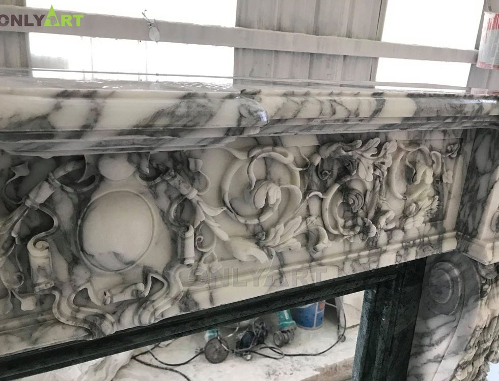 Hot Sale Indoor Natural Stone White Marble Modern Fireplace Surround