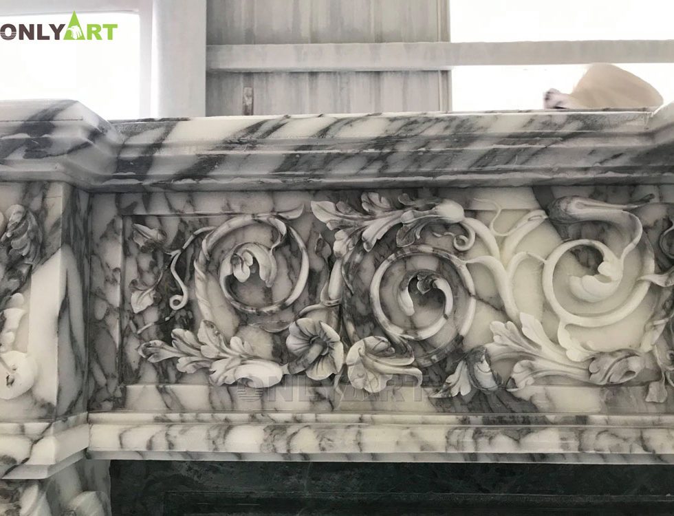Hot Sale Indoor Natural Stone White Marble Modern Fireplace Surround