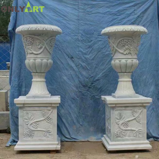 Hot sale garden decoration marble flower pot planter OLA-V116