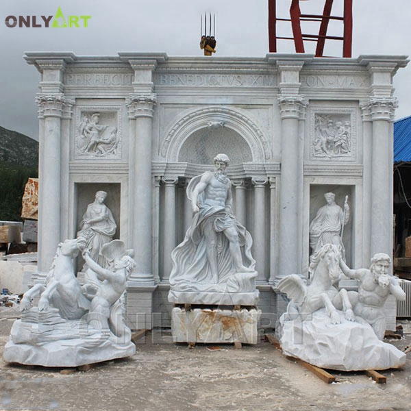 Italian famous outdoor large stone carving nude man sculpture marble trevi fountain OLA-F070