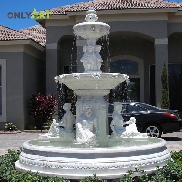 Large Figure Statue Outdoor Garden White Marble Water Fountain OLA-F168