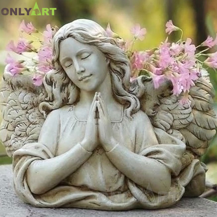 Large Size Marble Flowerpot With Figure Angel Statue OLA-V123