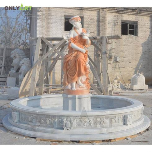 Large factory directly supply white marble carving woman figure statue fountain