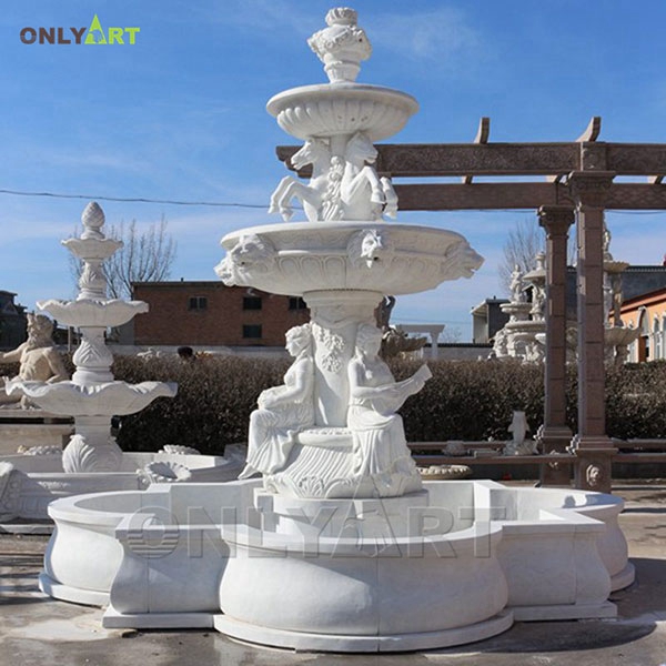 Large size marble horse water fountain with figures statue OLA-F151