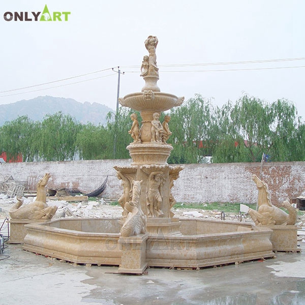 Large size yard decoration stone horse statue water fountain OLA-F160