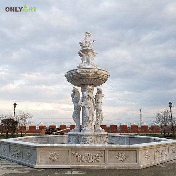 Large white marble water features gardens waterfall fountain OLA-F140