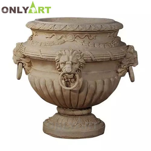 Marble animal flower pots planters with lion head OLA-V166