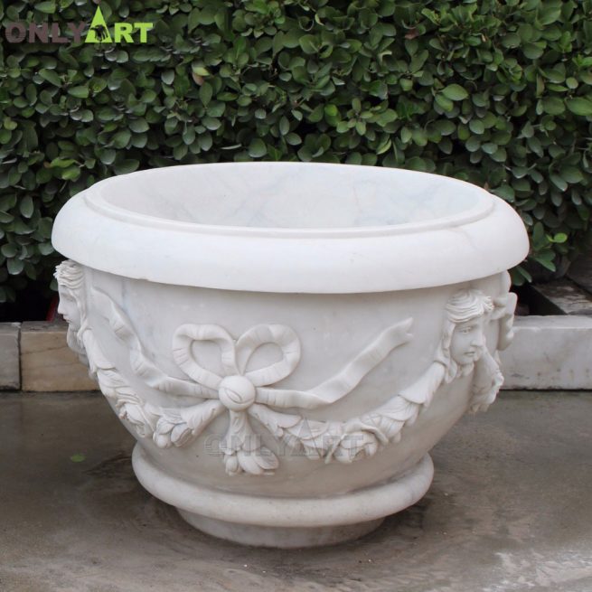 Marble pot vase round sculpture