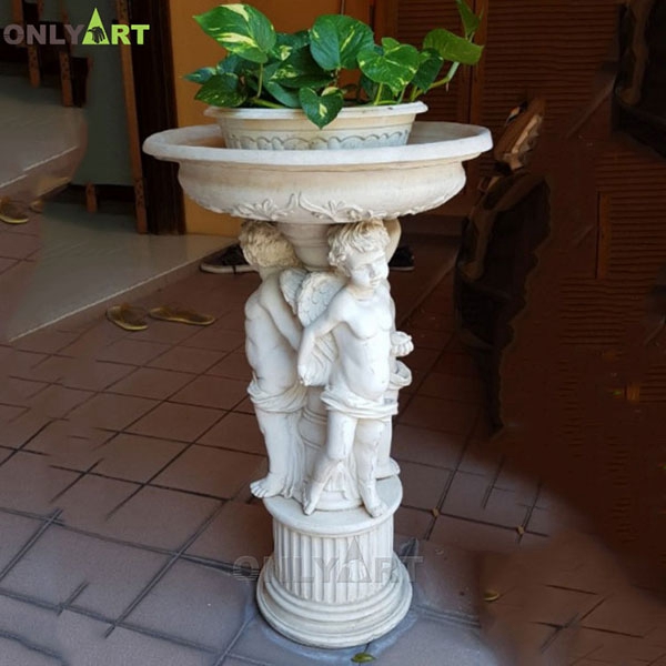 Marble small angel plant pot with flowers OLA-V053
