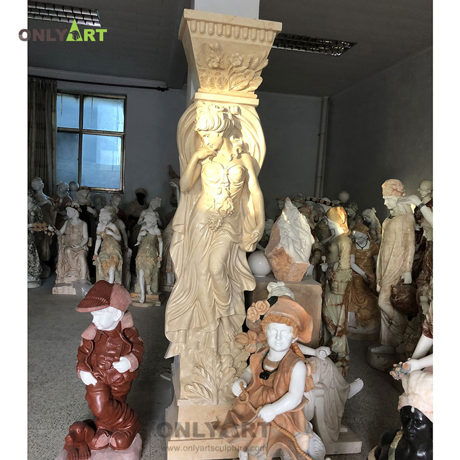 Natural marble lady pillars roman columns for gazebo or architecture decoration