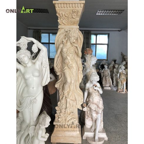 Natural marble lady pillars roman columns for gazebo or architecture decoration