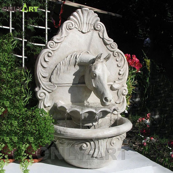 Natural stone outdoor wall fountain waterfalls antique horse wall fountain OLA-F062