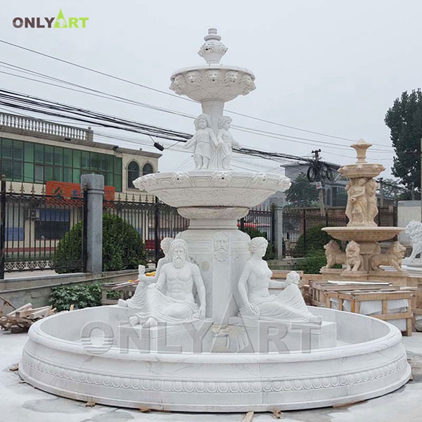 Natural stone water fall fountain with women statue OLA-F137