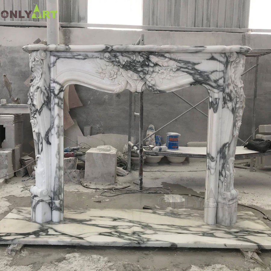 New designs Natural White Marble Fireplace surround and Fireplace Mantels for decoration