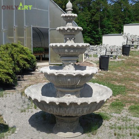 Modern natural stone outdoor garden marble water fountain OLA-F021