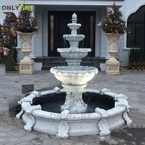 Large outdoor garden decoration Europen design marble 4 tier water fountain OLA-F027