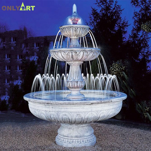 Outdoor small three tiers European classic art design marble water fountain for home decoration OLA-F030