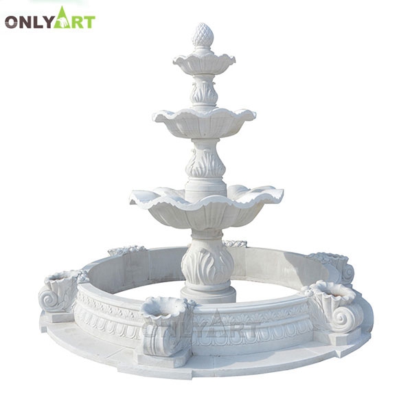 Simple classic design 3 tiers large marble waterfall fountain for sale OLA-F032