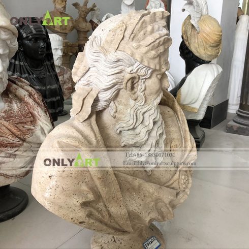 Outdoor Garden Decoration Public Poseidon Bust Head Stone Sculpture for sale