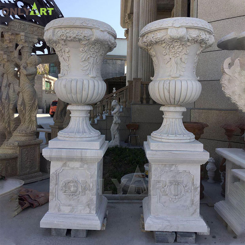 Outdoor Garden Large Marble Natural Stone Planter Pot Statue for Sale OLA-V002