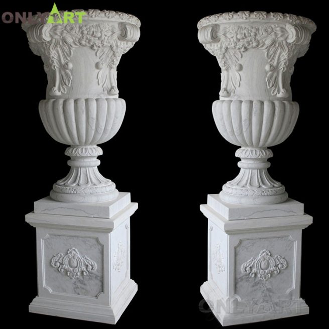 Outdoor Garden Natural Stone Marble Flower Pot On Sale OLA-V105