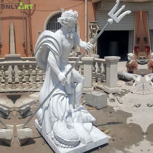 Outdoor Life Size Greek Stone garden decoration Marble Statues of Poseidon for Sale
