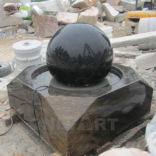 Outdoor black marble modern sphere fountain for sale OLA-F124