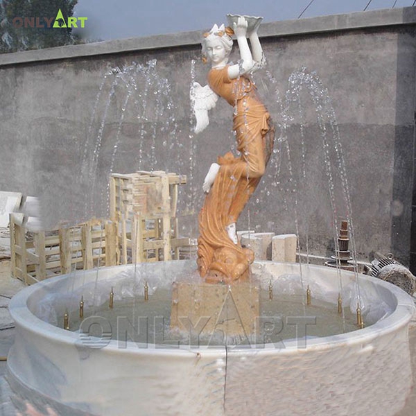 Outdoor fountain waterfall with woman statue OLA-F135