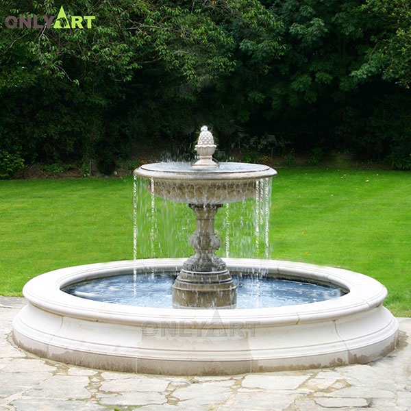 Outdoor garden decoration marble water fountain with round pool OLA-F048